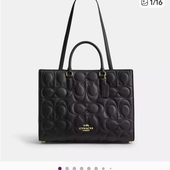 NWT Coach Maggie Tote Bag In Blocked Signature Leather CY672 - Picture 6 of 6